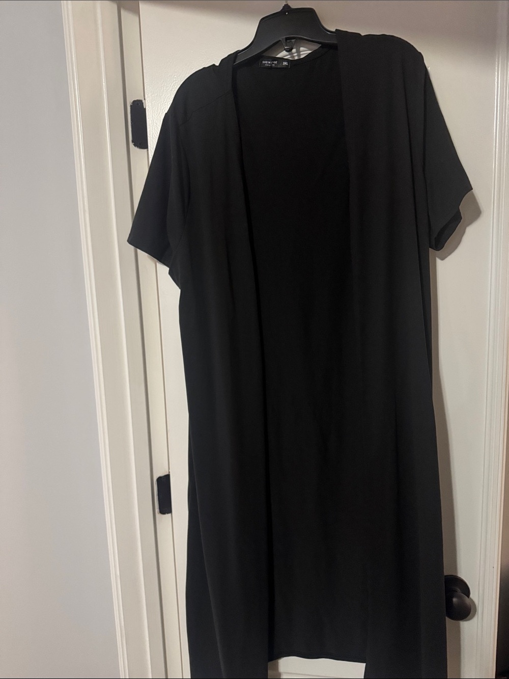 SHEIN Black Open-Front Short-Sleeve Cardigan